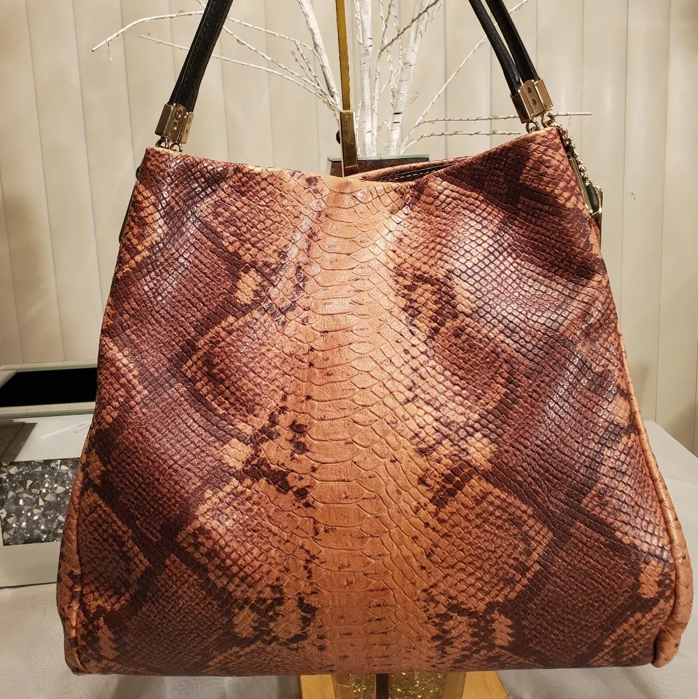 🐍COACH LIMITED EDITION PHOEBE PYTHON LEATHER SHOULDER/TOTE EUC - Picture 1 of 16